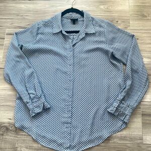 Who What Wear Womens Circle Print Long Sleeve Ruffle Cuff Button Down Blouse